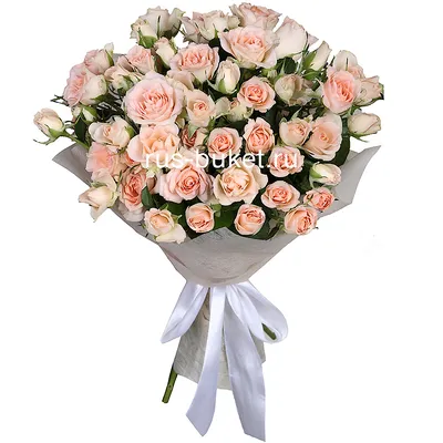 Букет из 21 нежно-розовой кустовой розы