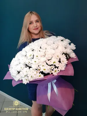 Букет из 33 белых кустовых хризантем - заказать в Бору