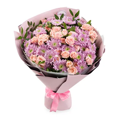 Букет из хризантем и кустовых роз - купить в Москве по цене 7490 р - Magic  Flower