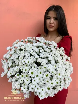 Букет из 25 белых кустовых хризантем - заказать