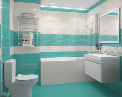Бирюзовая плитка в ванную комнату - 72 фото