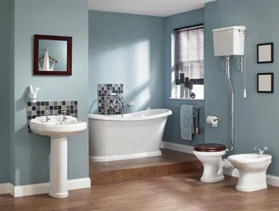 Правила оформления голубой ванной комнаты, как выбрать цветовую палитру и  стиль - 18 фото