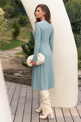 Бирюзовое платье с расклешенной юбкой Барум д/р - купить в Украине