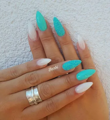 дизайнногтей #маникюр #короткиеногти #бирюзовый #nailart #nailpolish #nails  | Квадратные ногти, Мятные ногти, Красивые ногти