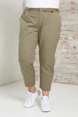 Укороченные зауженные брюки со складками на талии, хаки - купить в Москве ◈  цена в интернет-магазине «L'Marka»