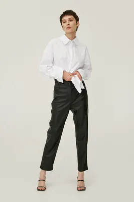 Черные укороченные брюки из экокожи【MustHave ❤】Женские Брюки Леггинсы