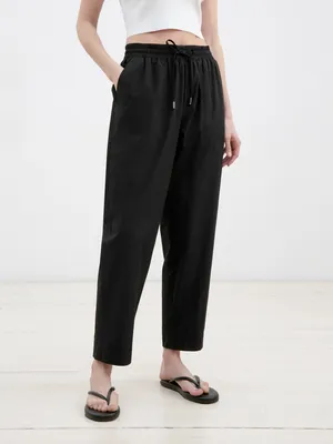 Укороченные женские брюки на резинке цвет Черный арт.4119180cl0499 купить в  интернет-магазине Pompa