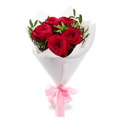 Букет из 5 красных роз 60 см - купить в Москве по цене 1790 р - Magic Flower