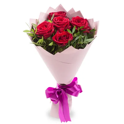 Букет из 5 красных роз 50 см - купить в Москве по цене 2290 р - Magic Flower