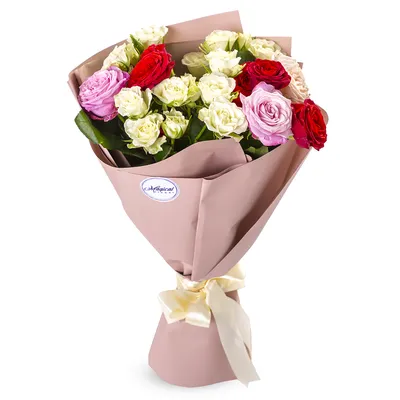 Букет из 5 разноцветных роз - купить в Москве по цене 1490 р - Magic Flower