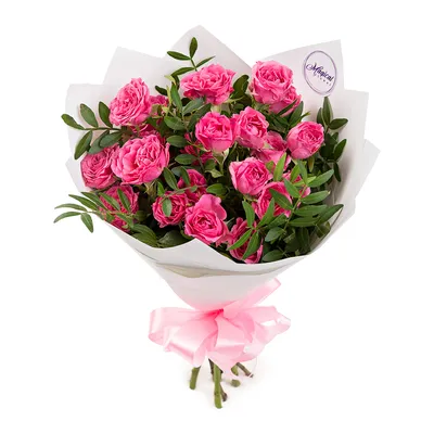 Букет из 5 розовых кустовых роз с фисташкой - купить в Москве по цене 7590  р - Magic Flower
