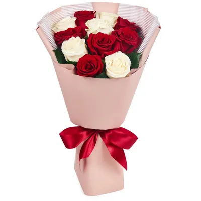 Букет из 11 красных и белых роз (60 см) купить недорого, доставка - магазин  цветов Абари в Омске