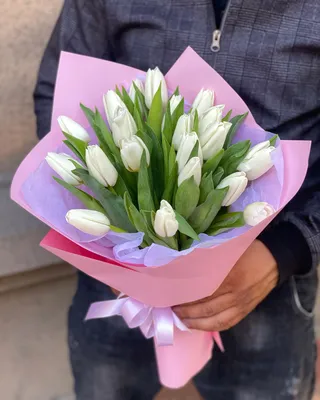 Букет из белых тюльпанов | Almaflowers.kz