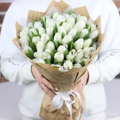 Букет из белых тюльпанов 49 шт купить в Зеленограде по цене 7461₽ | Арт.  104-887