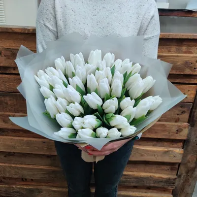 Купить Букет из 49 белых тюльпанов | VIAFLOR