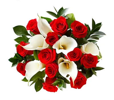 Букет \"Розы - белые каллы\"– купить в интернет-магазине, цена, заказ online