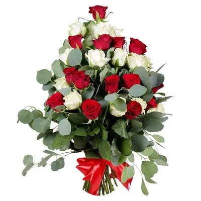 Букет \"Букет из красных и белых роз на похороны\" с доставкой в Питкяранте —  Фло-Алло.Ру, свежие цветы с бесплатной доставкой