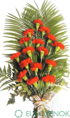 Траурные букеты из живых цветов №115 | Заказать венок на похороны в Москве