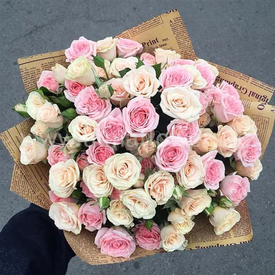 Букет из нежно розовых кустовых роз | Almaflowers.kz