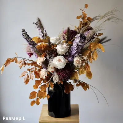 Букет из сезонных цветов в вазе Осенний - заказать доставку цветов в Москве  от Leto Flowers