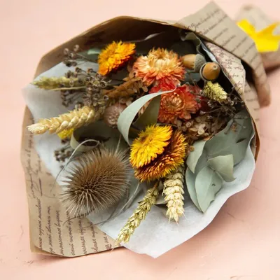 Осенний букет из сухоцветов – заказать на Ярмарке Мастеров – INFF9RU |  Букеты, Москва