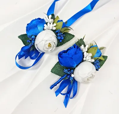 Бутоньерки для свидетелей \"Пионы\" в синим цвете купить по лучшей цене в  Минске - Магазин свадебных аксессуаров Вивальди