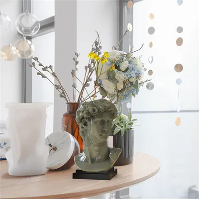 Силиконовая форма для вазы в виде головы Давида, силиконовая форма для  цветочного горшка, держатель для гипсовой ручки - купить по выгодной цене |  AliExpress