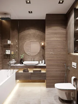 Ванная комната в коричневых тонах - 67 фото