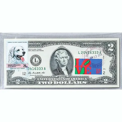 Банкнота США 2 доллара 2009 с печатью USPS, собака венгерский кувас, Gem  UNC в Украине - Ваш уютный дом и сад