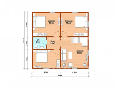 Проект дома из бруса с тремя спальнями 9х12 м - ДМ-109: планировка, фото,  цена | Дом Мечты Москва
