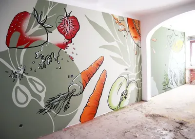 Роспись стен в интерьере «Кружевные деревья» Аэрография г. Киев - YouTube