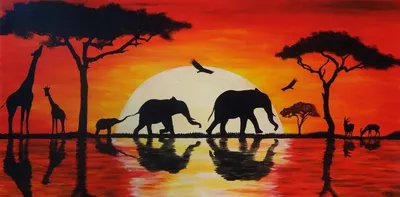 картина#африка#закат: 7 тыс изображений найдено в Яндекс.Картинках |  Afrikanische gemälde, Malerei, Sonnenuntergang malerei