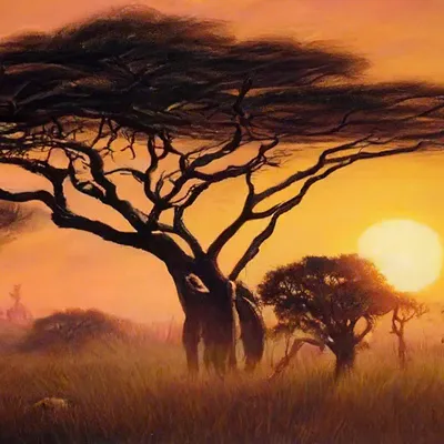 Фотообои Закаты \"Африканский закат\" - арт 018000009 | Купить в  интернет-магазине Фото в дом