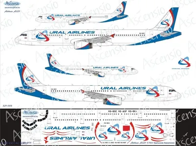 321-005 Airbus A321 Уральские Авиалинии 1/144