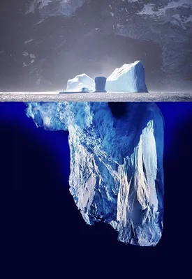 Обои на рабочий стол Огромный айсберг, большая часть которого находится под  водой, плывет в океане, обои для рабочего стола, скачать обои, обои  бесплатно