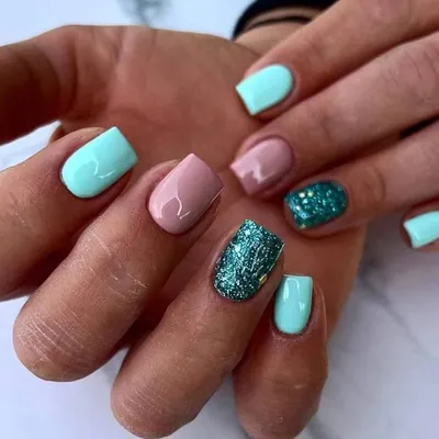 Aqua Fairy Handmade Press On Nails Short Square Sky Blue False Nail Art  with Flower In Emmabeauty Store.No.EM19460 - AliExpress