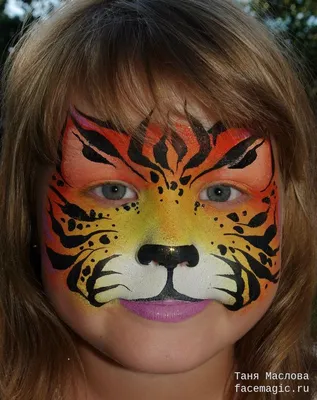 Тигр - пример аквагрима - Таня Маслова | Раскрашенные лица, Детский грим,  Тигр