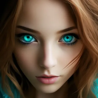 Аквамариновые глаза, в стиле аниме» — создано в Шедевруме