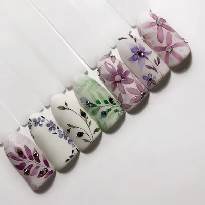 Watercolor mix (video course) - Nail Art | Нарисованные на ногтях рисунки,  Ногти цвета морской волны, Искусство маникюра