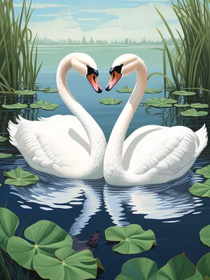 Купить картину алмазная мозаика «Лебеди» 50x40 см, 50 цветов - gamestil.ru