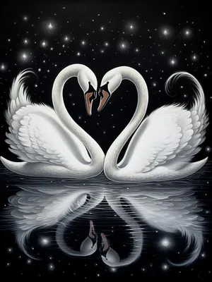 Купить Алмазная мозаика на подрамнике «Влюблённые лебеди» 40x30 см, 50  цветов