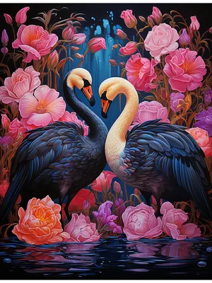 Купить картину алмазная мозаика «Красивые лебеди» 50x40 см, 40 цветов -  gamestil.ru