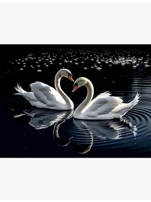 Купить картину алмазная мозаика на подрамнике «Лебеди ночью» 40x30 см, 29  цветов - gamestil.ru