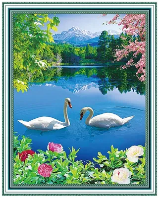 Алмазная мозаика на подрамнике \"Лебеди на озере\" 40х50 см (алмазная  живопись, полная выкладка, круглые стразы) — купить в интернет-магазине по  низкой цене на Яндекс Маркете