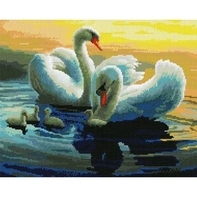 Купить Картина 2 в 1 алмазная мозаика и рисование по номерам «пара лебедей\"  в Минске от компании \"ALMA`s Toys\" - 162227791