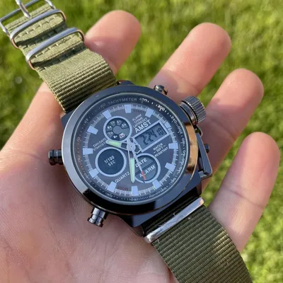Наручные мужские часы армейские AMST на кожанном браслете. Часы  электронные, тактические, водонепроницаемые, противоударные, кварцевые -  купить с доставкой по выгодным ценам в интернет-магазине OZON (605207509)