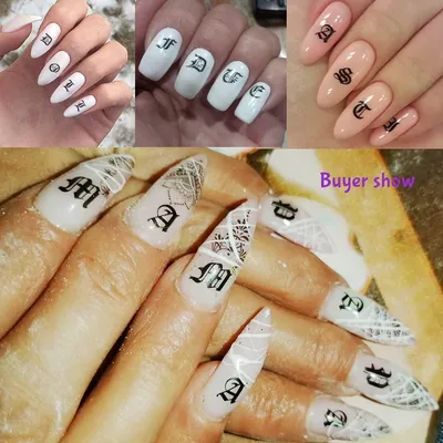 NAIL STICKER Font, Old English, Big White - TDI, Inc