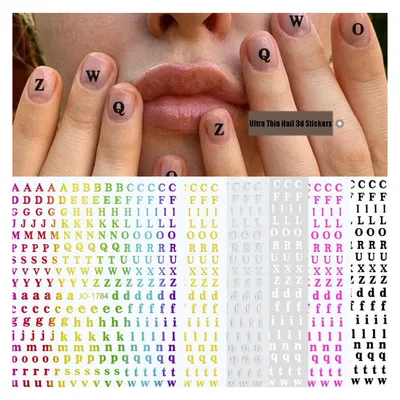 Letter Nail Art Stickers Number Nail Decals Nail Art Supplies Old English  Alphabet Nail Sticker Designs Holographic English Font Letters Stickers for  Acrylic Nails Decorations (8 Sheets) - Walmart.com