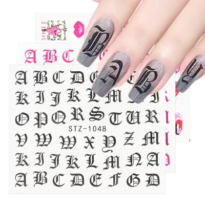 Anglican Old English letters Nail Art Decal Sticker - Nailodia