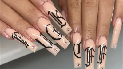 Old English font nails | Nails, Remove acrylic nails, Swag nails